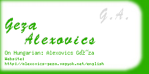 geza alexovics business card